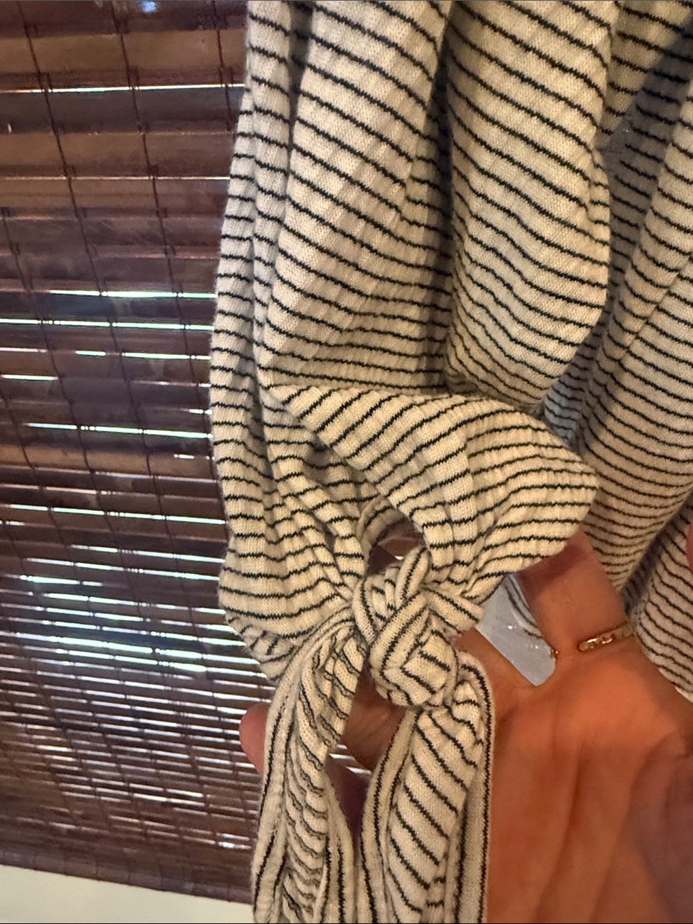 We The Free Gray and White Striped Off-Shoulder Blouse - Picture 4 of 4
